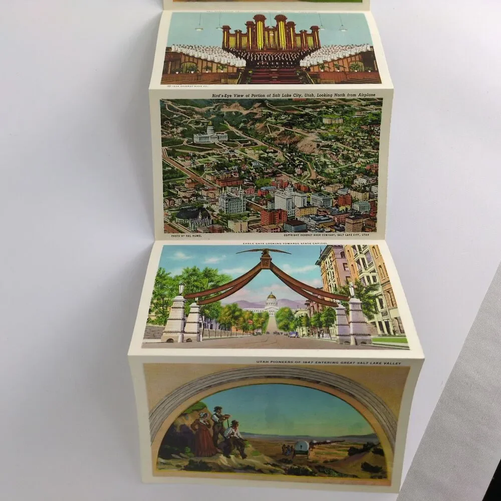 An Art Folder of Salt Lake City Utah 1940s Fold-Out Linen Postcards UT‎ Mormons+